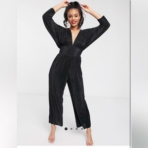 ASOS DESIGN Kimono Plisse Jumpsuit